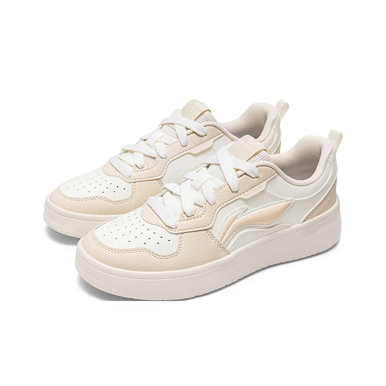 LiNing Early Cloud Balance Lightweight Breathable Low-Top Skateboard Shoes Women's White Gray-2