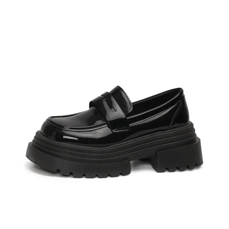 SHUXI Loafers Women's Black Glossy/Black Matte-1