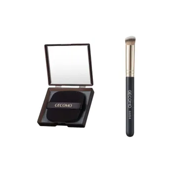 GECOMO 270# Concealer Brush+Oil Absorbing Paper Combo, Built in Mirror Powder Puff, Makeup Tool