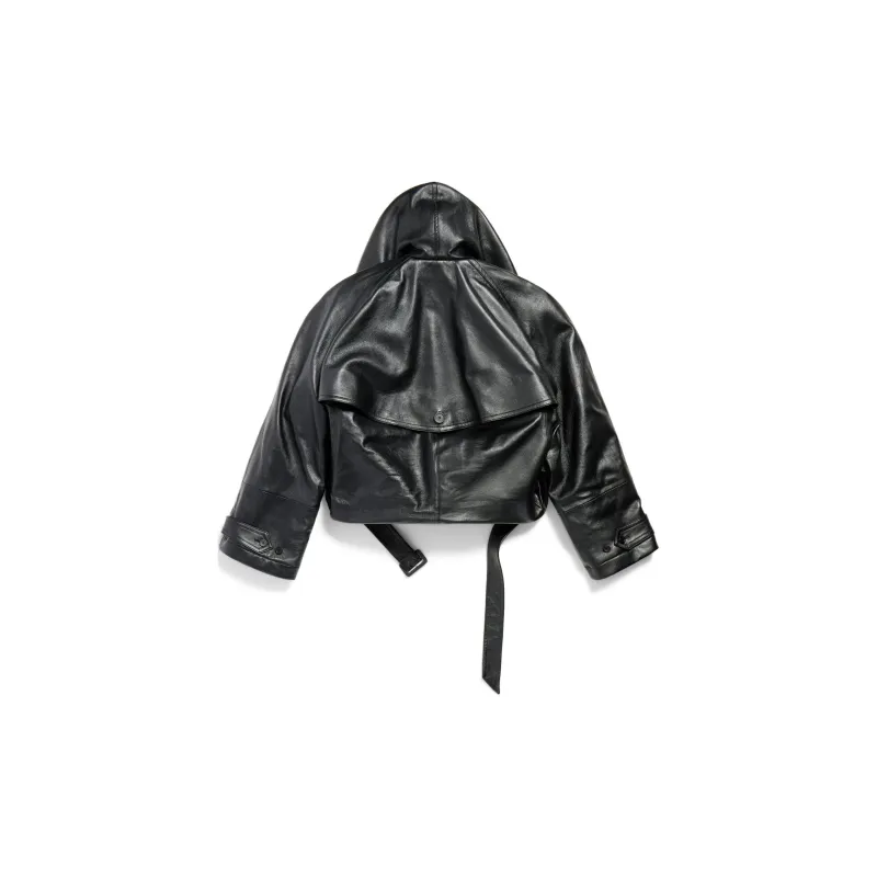 Balenciaga Leather Jacket Women's Black-1