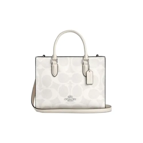 COACH Maggie Artificial Leather Tote Bag Shopping Bag Shoulder Bag Crossbody Bag Handbag Small Size Women's Chalk White