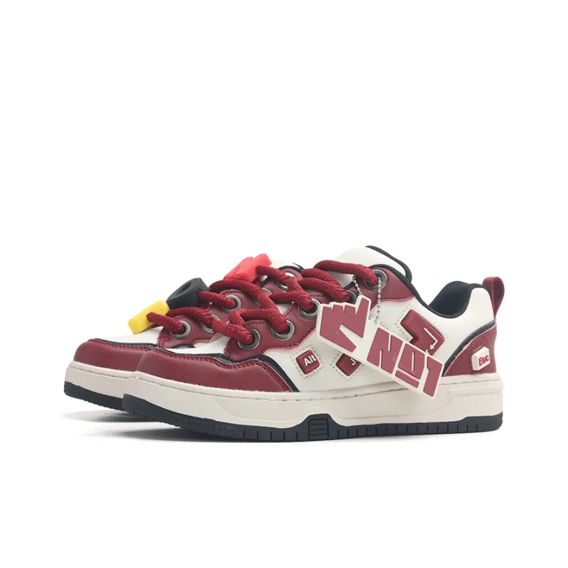 Nam Po Wan x Jifffly Slip-Resistant Water-Resistant Balance Low-Top Skateboard Shoes Unisex Beige Burgundy-2