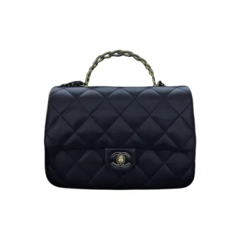 CHANEL Lambskin Flap Bag, Shoulder Bag, Crossbody Bag, Handbag Large Size Women's Black