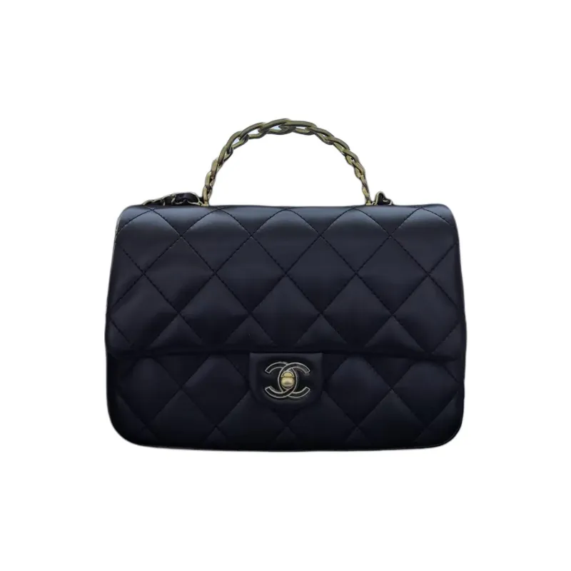 CHANEL Lambskin Flap Bag, Shoulder Bag, Crossbody Bag, Handbag Large Size Women's Black-0