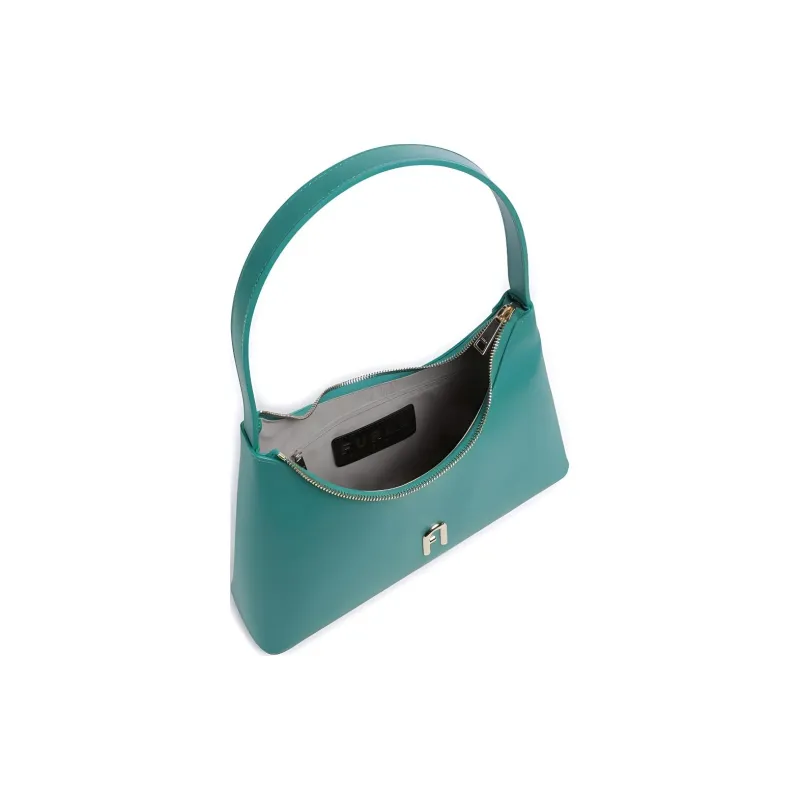 Furla Diamante Leather Shoulder Bag Small Size Women's Green-3