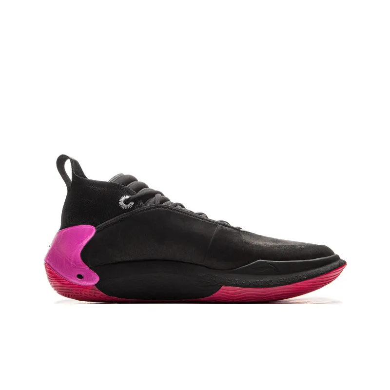 LiNing Wow11 Cushioning Anti-Slip And Wear-Resistant Lightweight Rebound Mid-Top Basketball Shoes Men's Black Red-1