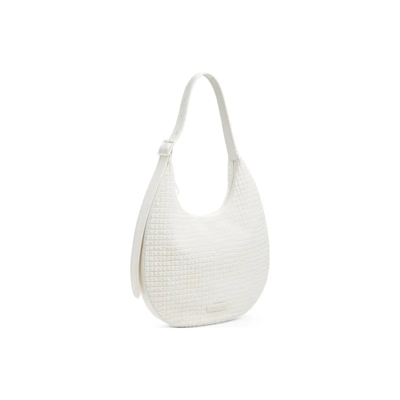 CHARLES&KEITH PU, Textile Mixture Shoulder Bag Tubas Women's Frosted White/Zesty Green-1