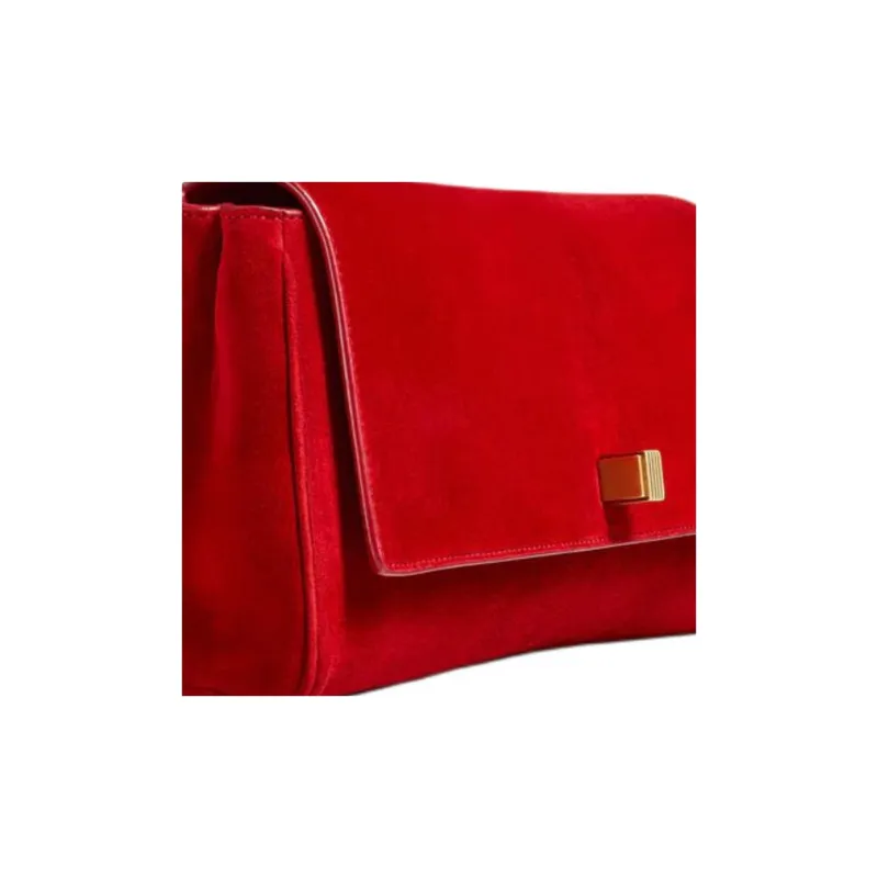 KHAITE Suede Calfskin Clutch Women's Scarlet-3