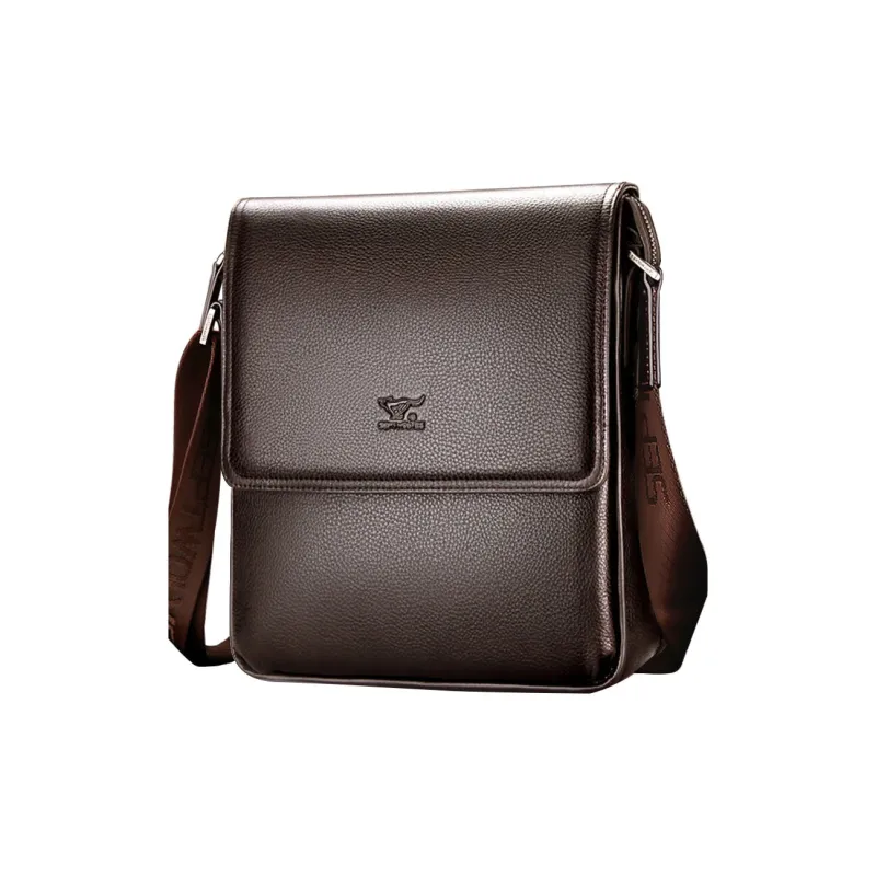 SEPTWOLVES Cow Leather Shoulder Bag Large Size Men's Coffee-0