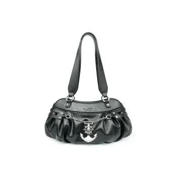 VFVF BAG OFFICAL PU Shoulder Bag Medium Size Women's Black/Tungsten Brown