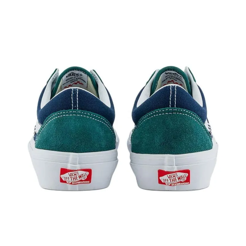 Vans Anti Slip Wear Resistant Low Top Skateboard Shoes Unisex Blue Green-1