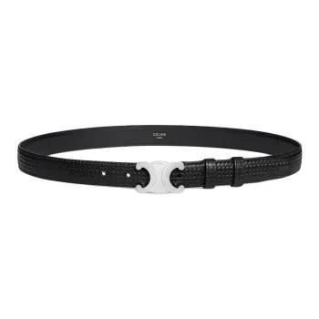 CELINE Cow Leather Belts Men's Black Width 2.5CM
