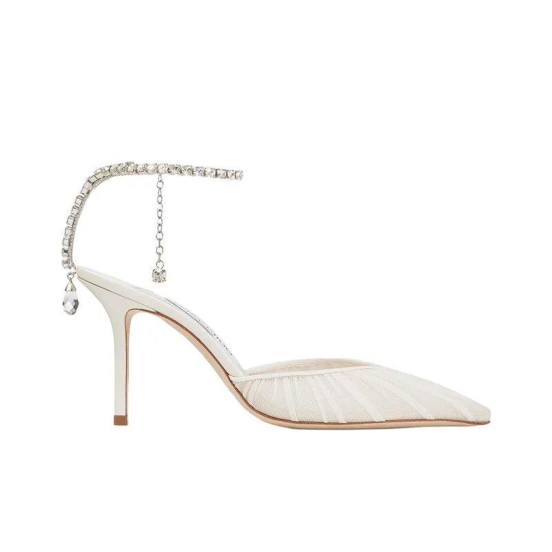 Jimmy Choo Saeda Slim Heel High Heels 8.5cm Women's Ivory White-1