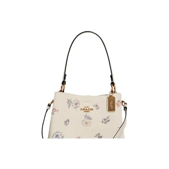 COACH Town Polished Pebbled Leather Bucket Bag Portable Crossbody Bag Shoulder Bag Women's White Print-2