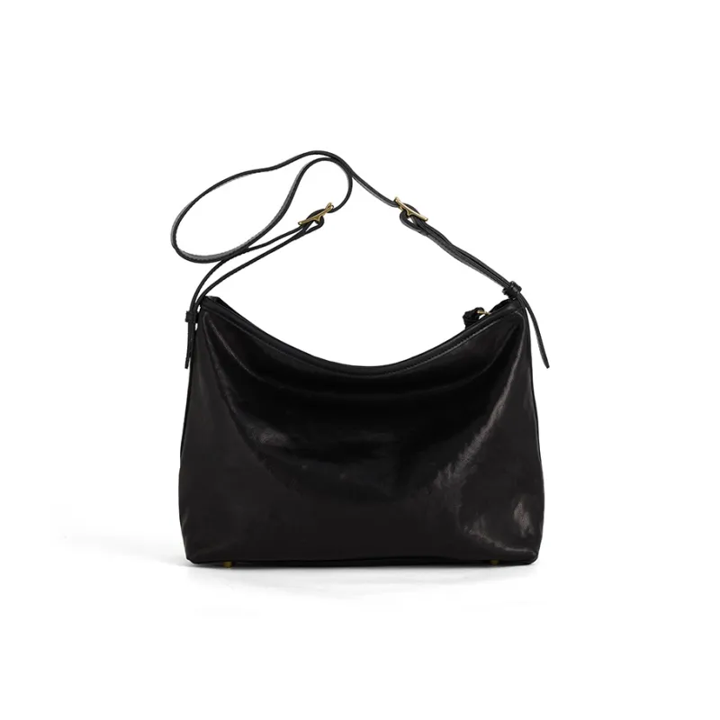 COCOEVA Crystal Vegetable Tanned Leather Shoulder Bag Crossbody Bag Women's Coffee/Black-7