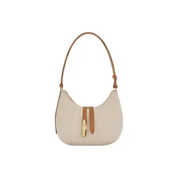 Furla Canvas With Leather Shoulder Bag Small Size Women's Natural