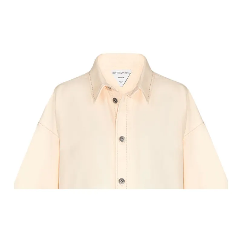Bottega Veneta Wide Sleeved Cropped Denim Shirt-4