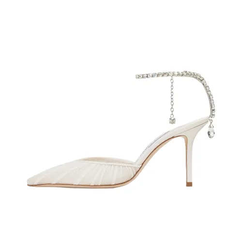 Jimmy Choo Saeda Slim Heel High Heels 8.5cm Women's Ivory White