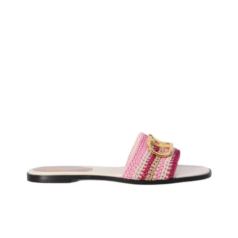 Valentino VLogo Signature Slide Slippers Women's Pink-1