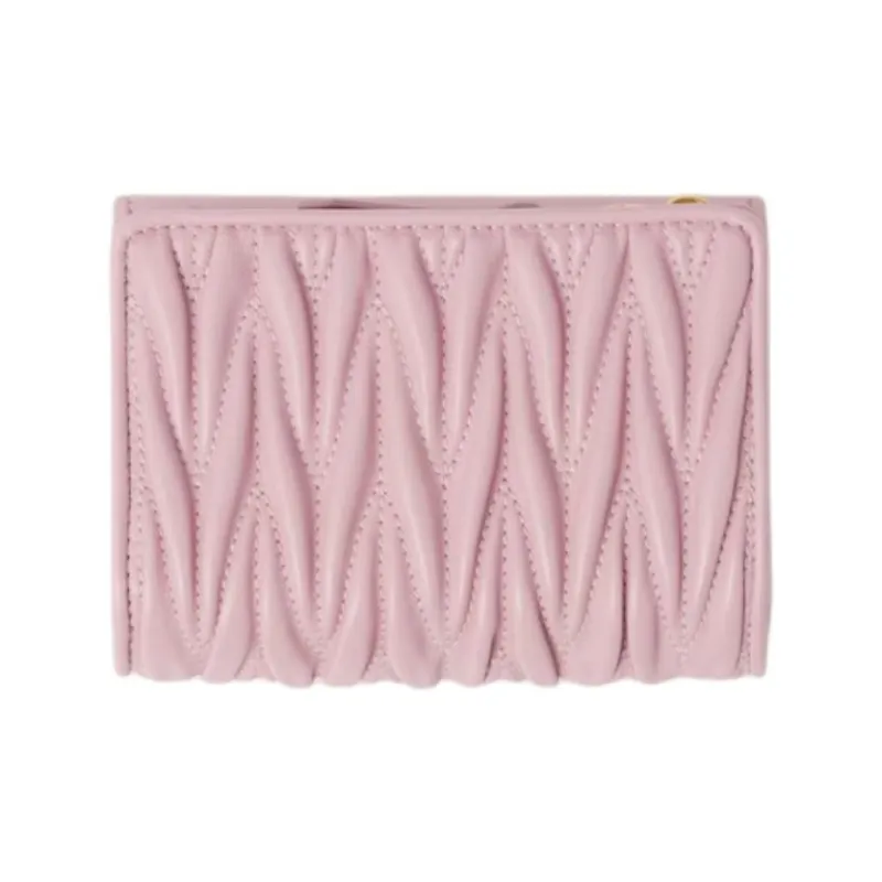 MIU MIU Lambskin Wallet Small Size Women's Snowflake Gypsum Pink-1
