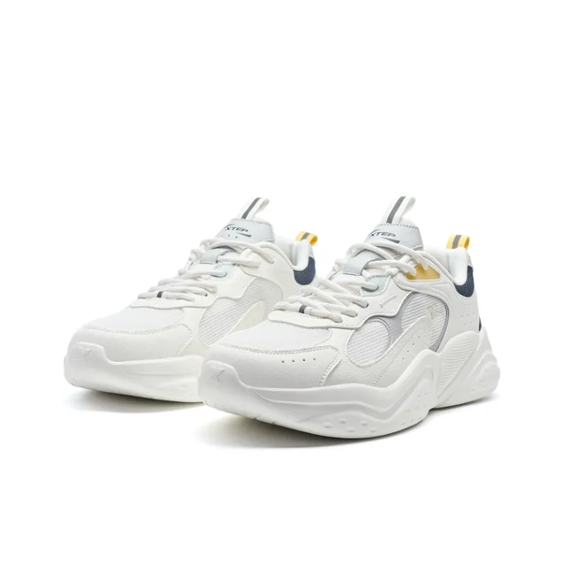 XTEP Slip-Resistant Lightweight Cushioning Low-Top Casual Shoes Men's White Blue-2