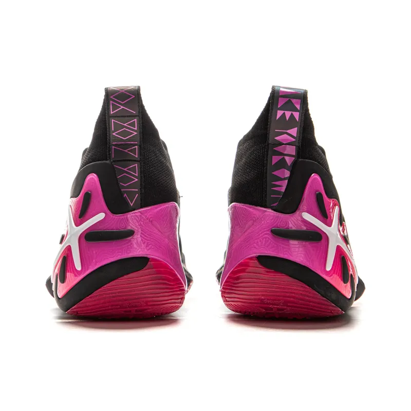 LiNing Wow11 Cushioning Anti-Slip And Wear-Resistant Lightweight Rebound Mid-Top Basketball Shoes Men's Black Red-5