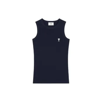 Ami Paris Ami De Coeur Logo Embroidered Knitted Tank Top