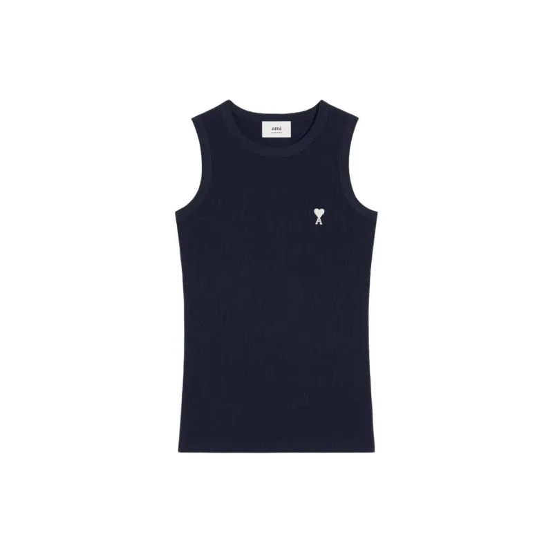 Ami Paris Ami De Coeur Logo Embroidered Knitted Tank Top-0