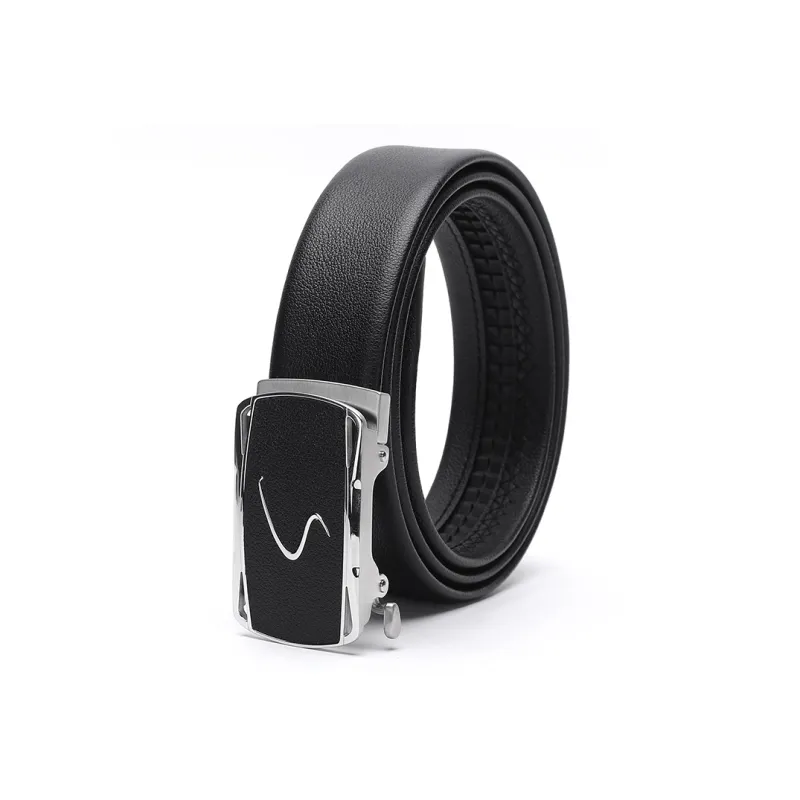 Satchi Cow Leather Leather Belts Men's Black Width 3.4cm-1