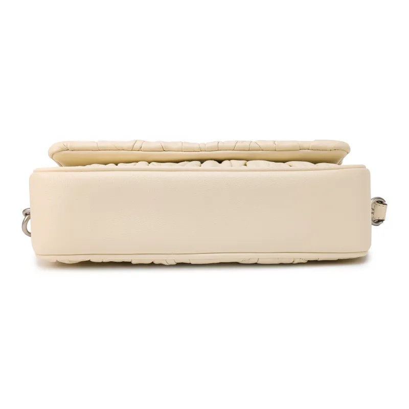 TORY BURCH Kira Nappa Leather Handbag, Shoulder Bag Trumpets Women's Light Cream White-3