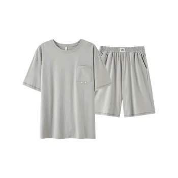 White Ran Pajama Set Men's Light Gray