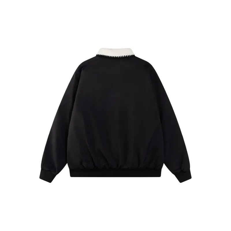 YINLEI Baseball Jacket Unisex Black-1