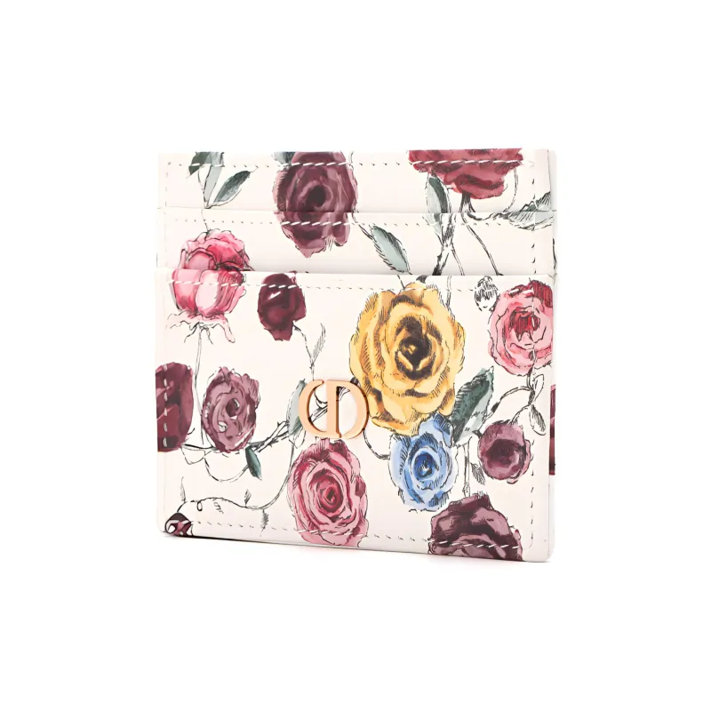DIOR Caro Calfskin Card Holder Women's Multicolor/White-1