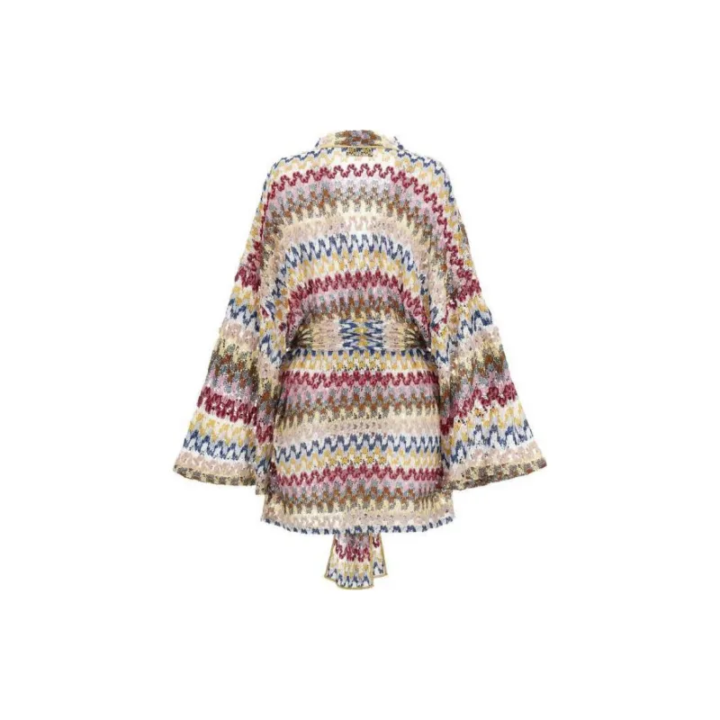MISSONI Lame Wave Belted Knitted Cardigan-1