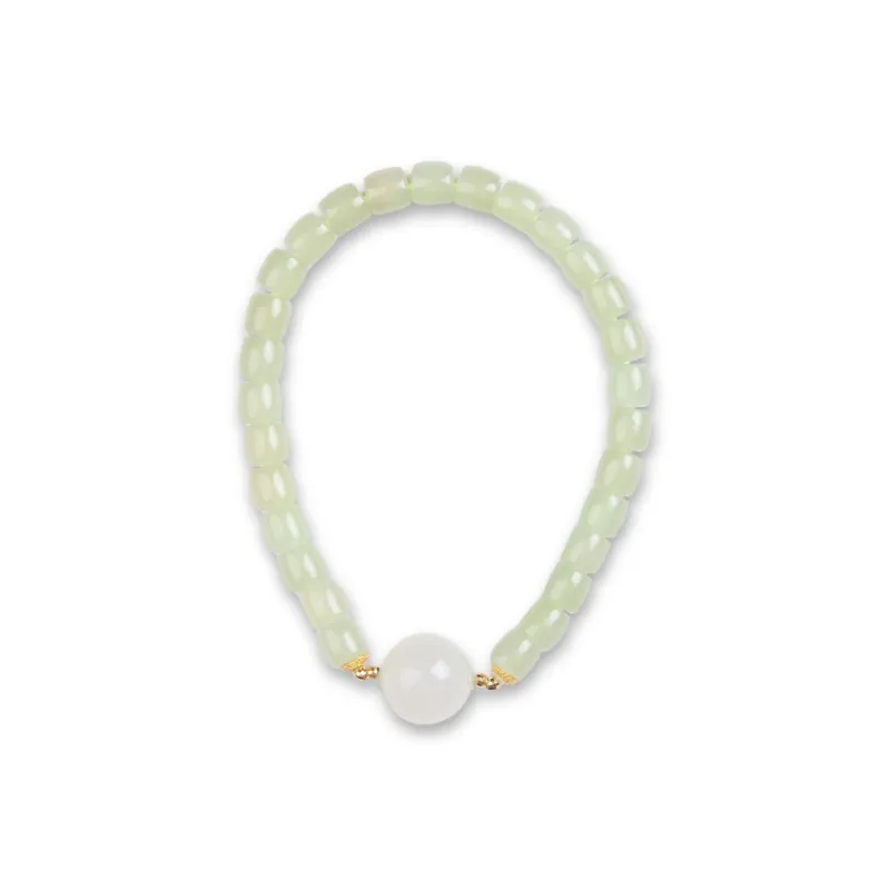 TIANTAISHAN Hetian Jade Bracelets Pale Greenish White Jade Unisex-0