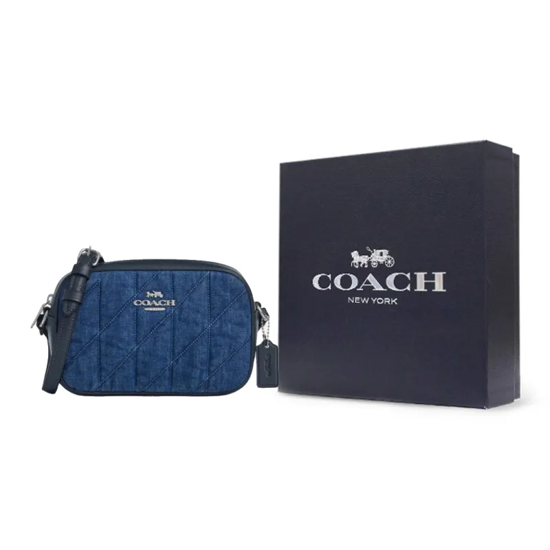 COACH Jamie Fabric Camera Bags Crossbody Bag Shoulder Bag Mini Women's Denim Blue-6