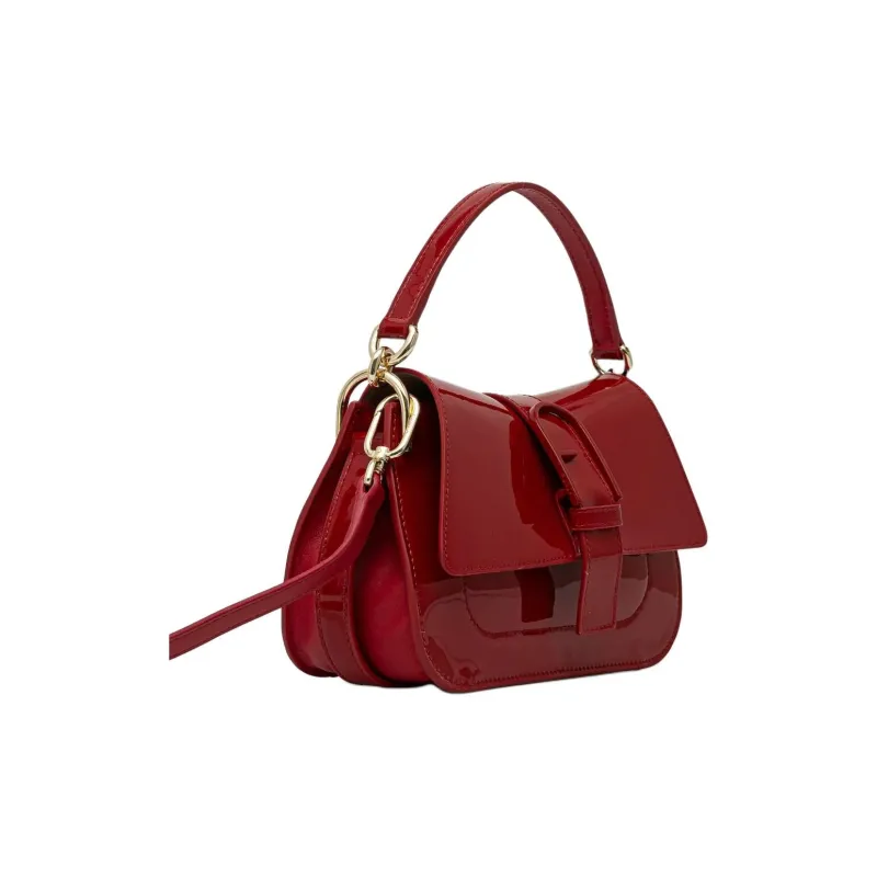Furla Patent Leather Shoulder Bag, Crossbody Bag, Handbag Women's Burgundy-1