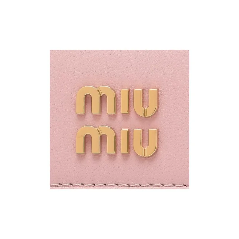 MIU MIU Lambskin Wallet Small Size Women's Snowflake Gypsum Pink-4
