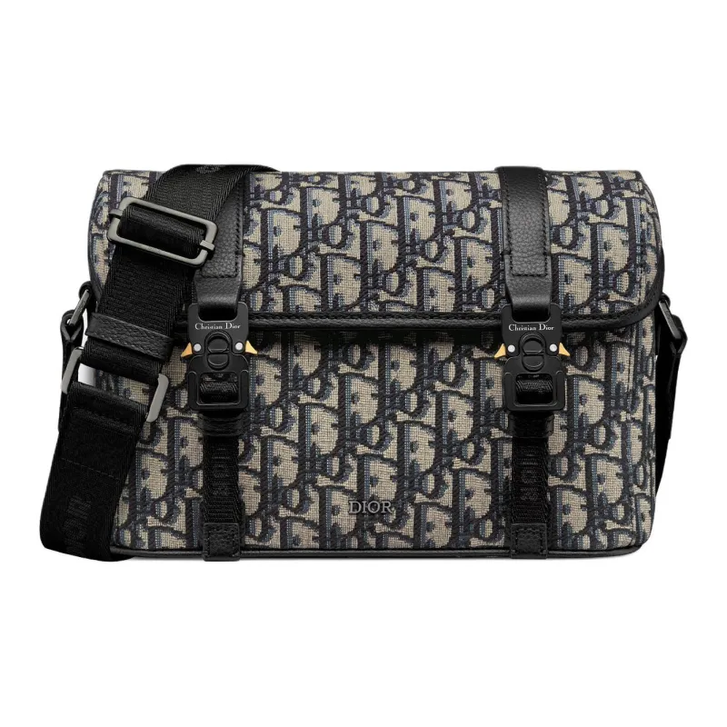 DIOR Cotton Messenger Bag Crossbody Bag Shoulder Bag Women's Beige & Black-0