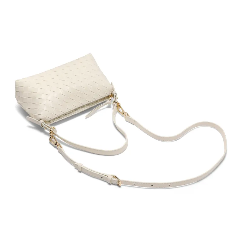 BELLE Synthetic Leather Small Square Bag, Crossbody Bag, Shoulder Bag Medium Size Women's Beige/Brown-4