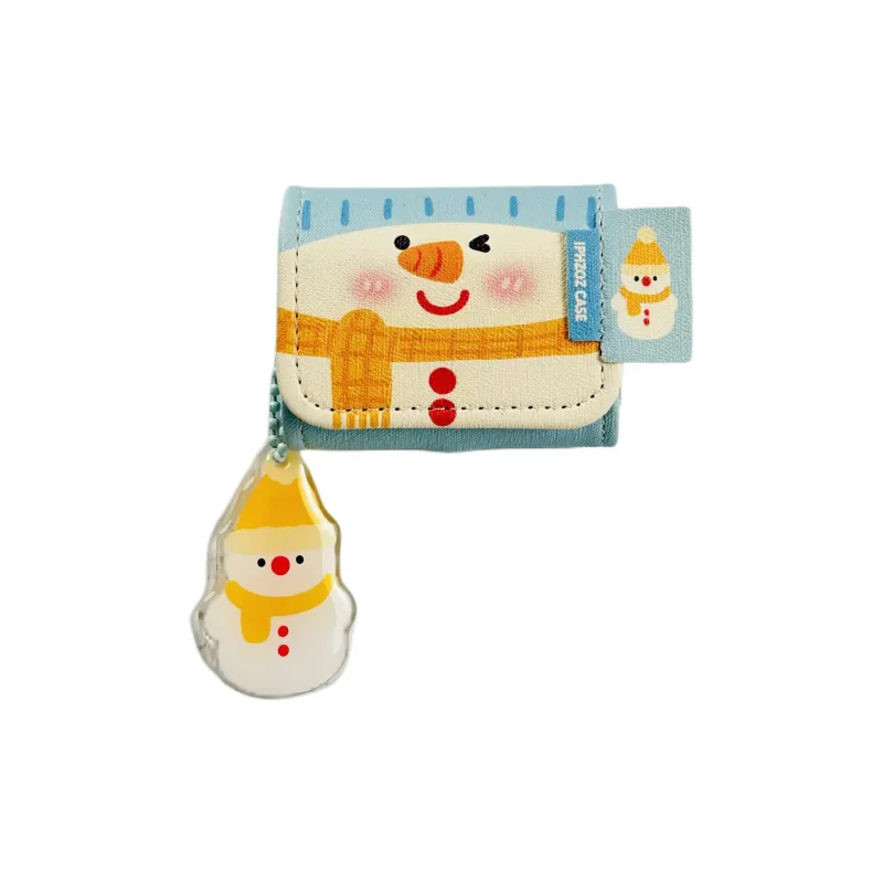 Sopi Compatibility With Apple AirPods 4/2/3/4th Generation/AirPods Pro/Pro 2 Leather Snowman Pendant Headphone Cases-1