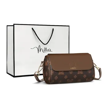 MILLIE'S Cow Leather Underarm Shoulder Bag, Crossbody Bag, Cylinder Bag Regular Women's Ecru/Khaki Brown