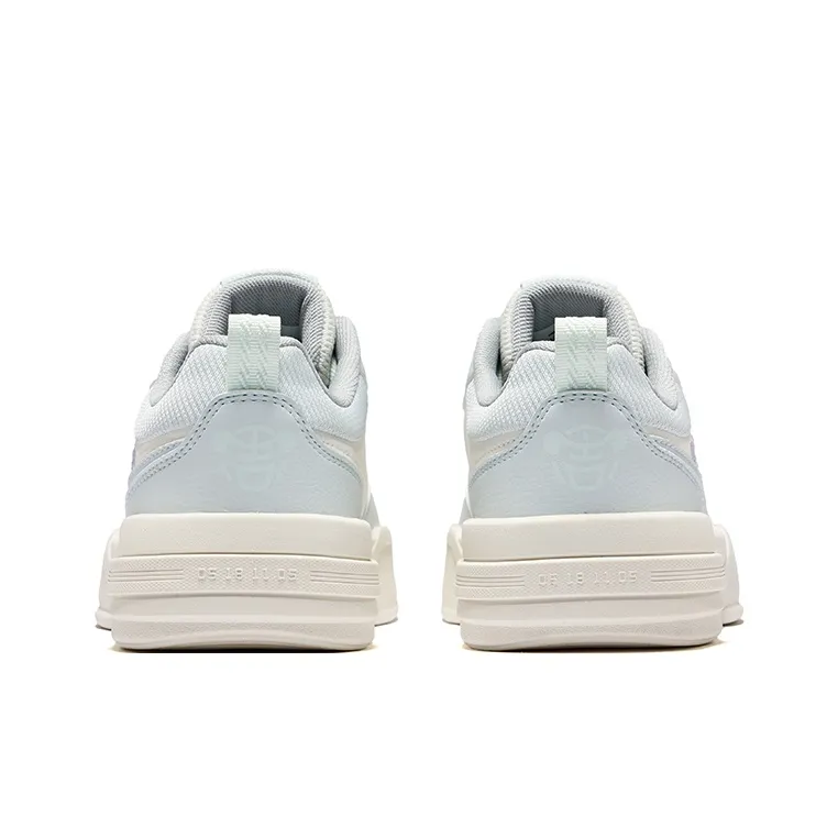 Erke Battery Panda 4lite Wear-Resistant Slip-Resistant Low-Top Skateboard Shoes Women's Microcrystal White Mist Gray-3