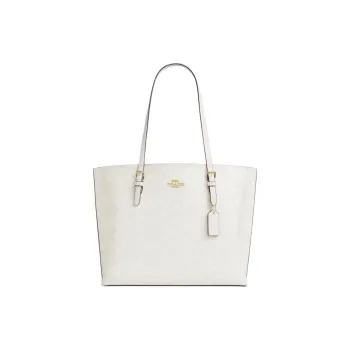 COACH Mollie Artificial Leather Tote Bag Shopping Bag Shoulder Bags Large Size Women's Chalk White