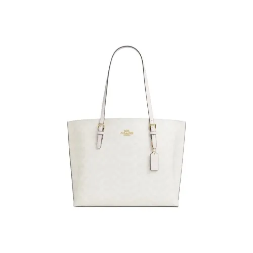 COACH Mollie Artificial Leather Tote Bag Shopping Bag Shoulder Bags Large Size Women's Chalk White
