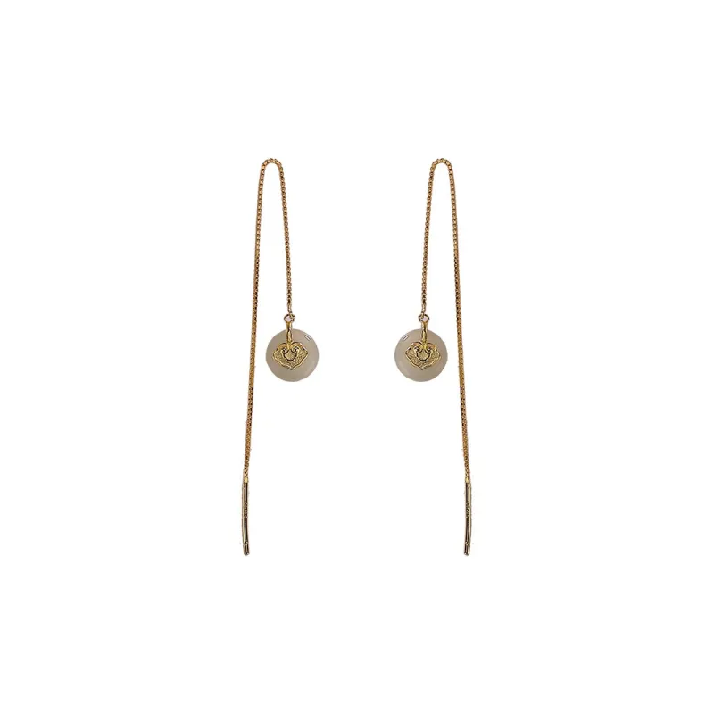Royal Heaven's Choice Earrings Pale Greenish White Jade Unisex-0