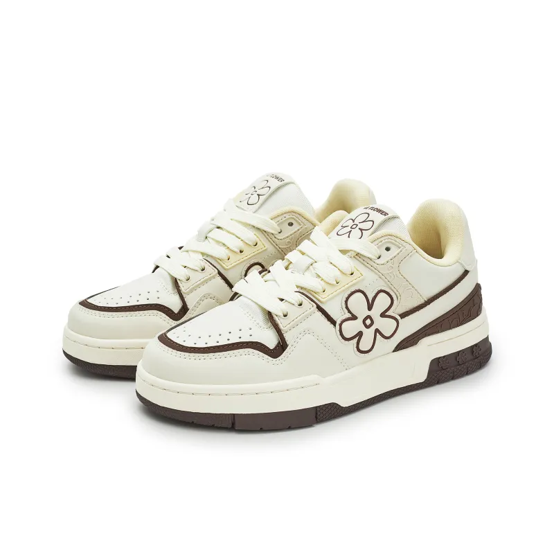 WE FLOWER Skateboard Shoes Unisex Low Top Brown/White-2