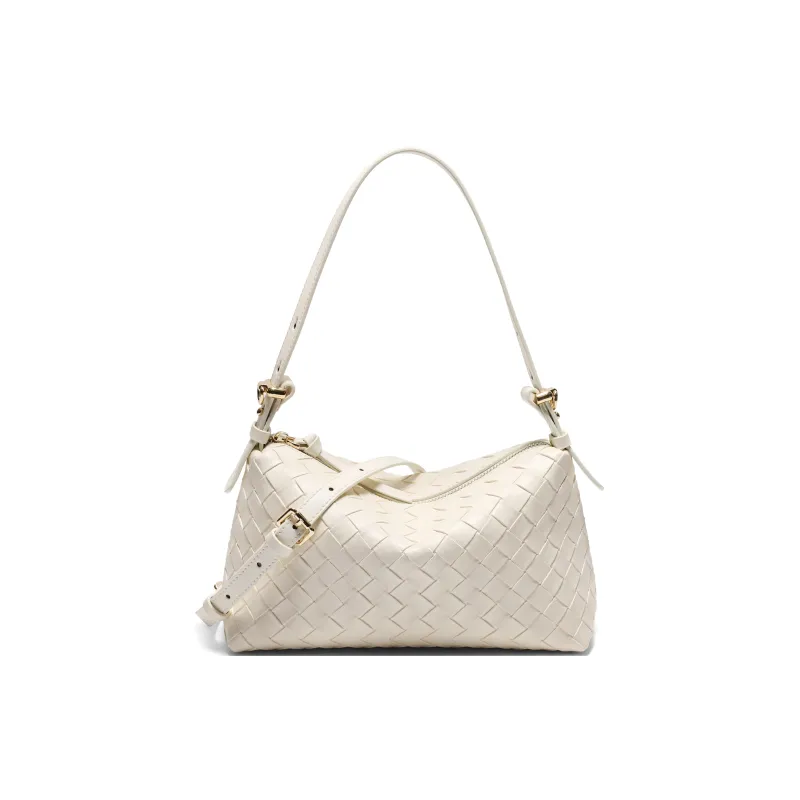BELLE Synthetic Leather Small Square Bag, Crossbody Bag, Shoulder Bag Medium Size Women's Beige/Brown-0