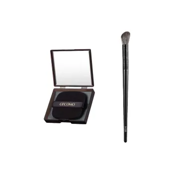 GECOMO Finger Tip Nose Contour Brush+Oil Absorbing Paper Combo, Built in Mirror Powder Puff, Makeup Tool