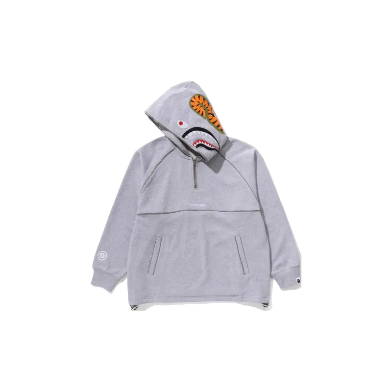Bape Shark Logo Half Zip Relaxed Fit Pullover Hoodie-4